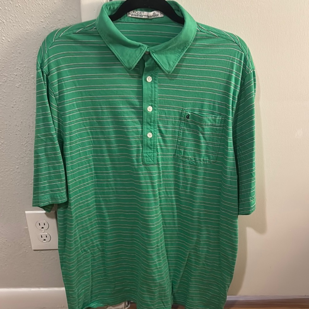 Green Striped Criquet Polo XL